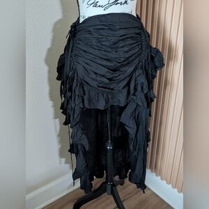 Black Ruffled High-Low Skirt